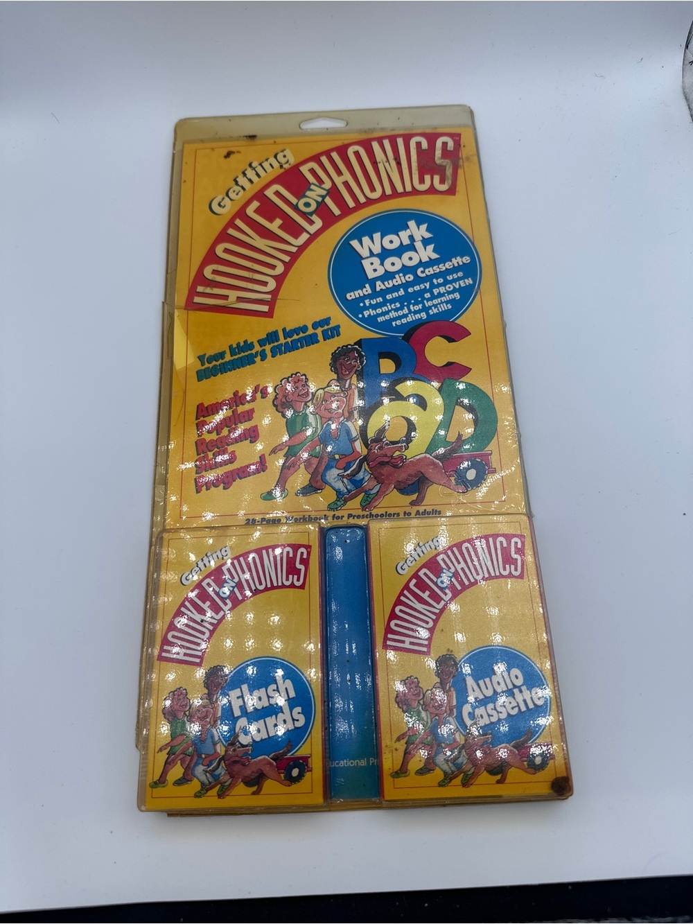 Hooked On Phonics Work Book Flash Carts & Audio Cassette Set - Yellow